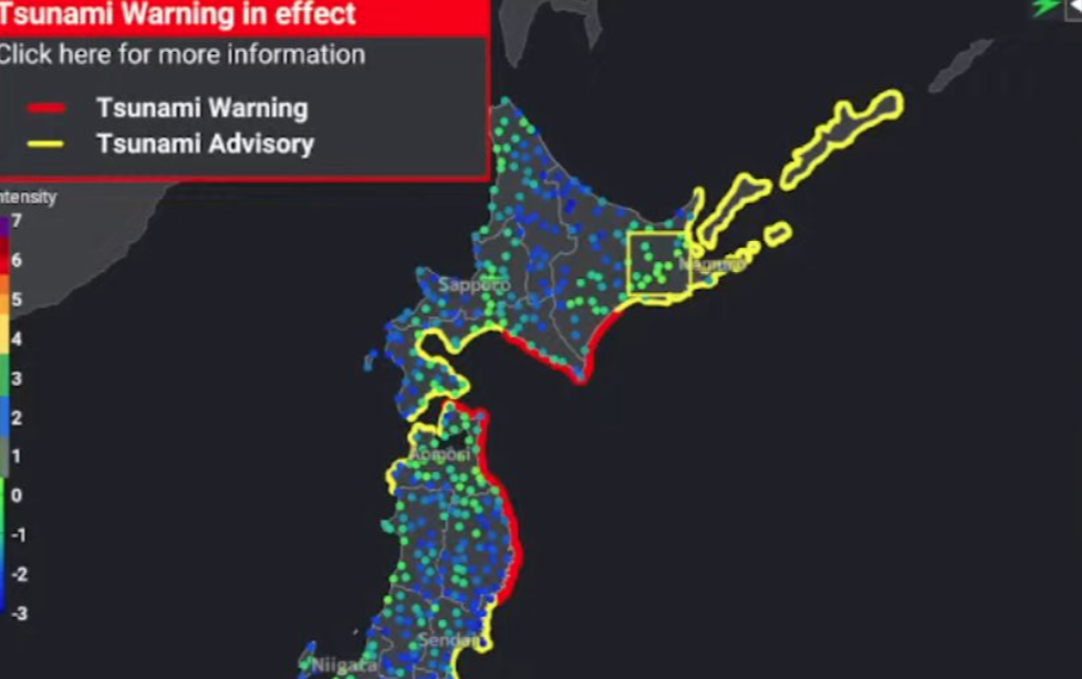 Japón activa alerta de tsunami tras sismo de magnitud 7.6 en el Pacífico